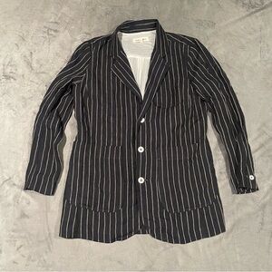 Alex Mill Jacket Womens Large Navy Striped Blazer 100% Linen Designer